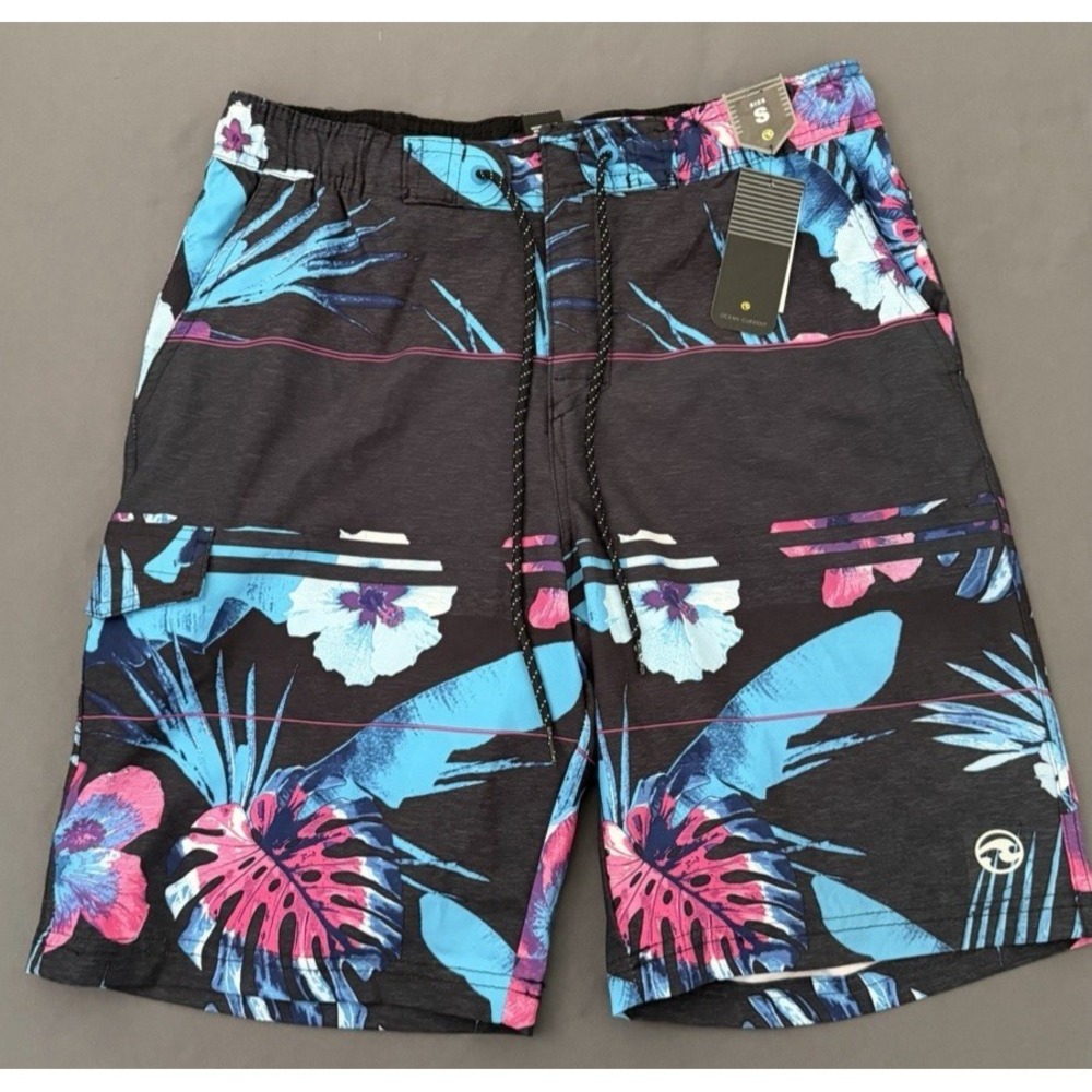Ocean Current Swim Trunks Men's Size Small Gray Blue Board Shorts Tropical NEW!